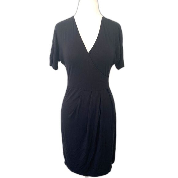 Barneys New York Modal Blend Stretchy Short Sleeve Mini Dress LBD Essential S - Picture 1 of 5